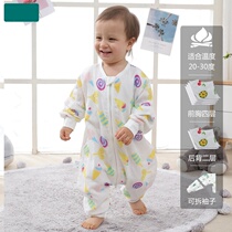 Anti-kick quilts by short sleeves pure cotton cloth one-piece gauze long sleeves Spring and autumn style integrated baby sleeping bag spring thin section legs