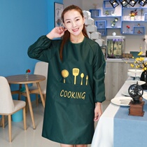 Female type lengthened upside down dress adult apron waterproof custom fashion restaurant jacket painting Black Korean version for dinner