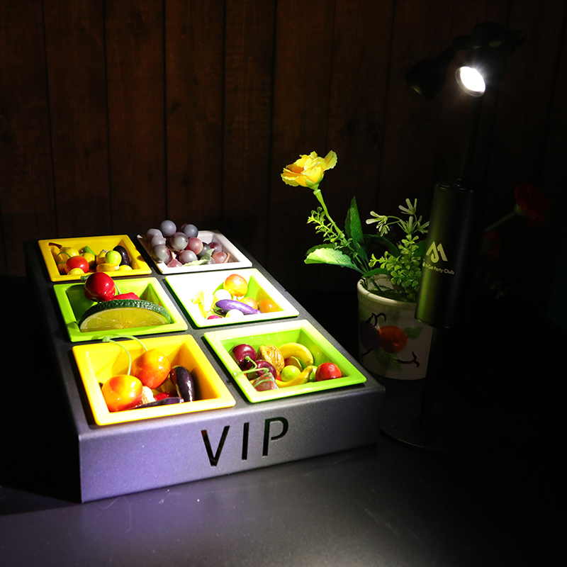 Bar creative compartment fruit plate rack KTV fruit snack plate dried fruit platter led luminous 469 grid snack plate