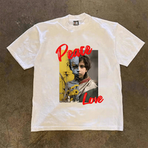 Overseas order tail stock~cut mark and withdraw foreign trade world peace heavyweight pure cotton short-sleeved t-shirt versatile top for men and women