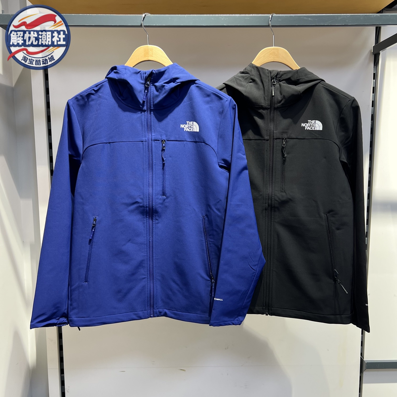 Thenorthface 2026 New Men's Outdoor Sports Windproof and Water-Repellent Soft Shell Jacket 8Kgh