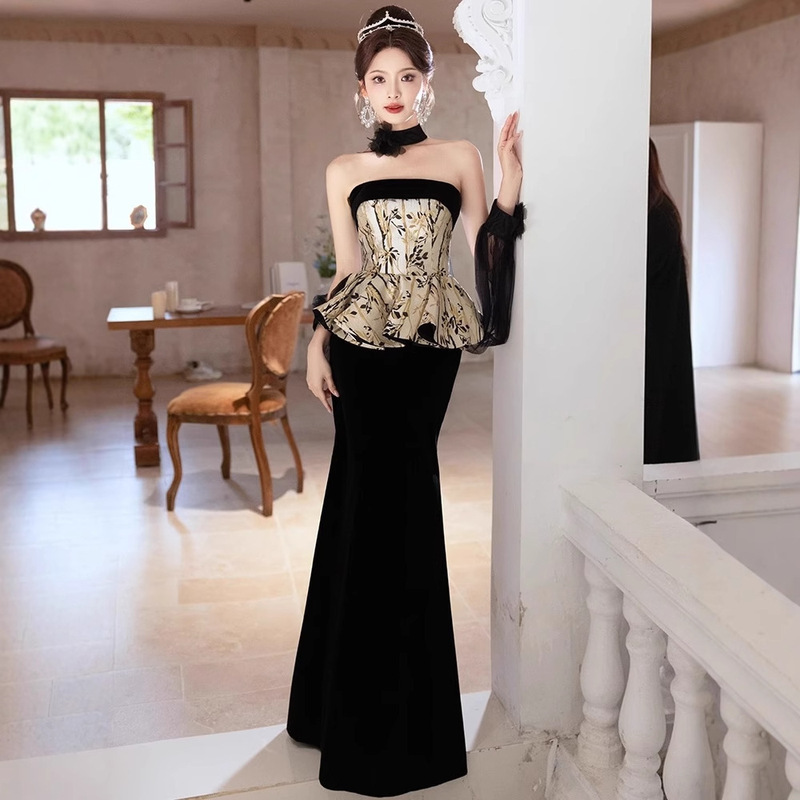 Evening Dress, Strapless, Light Luxury, Niche, High-End, Banquet Style, Elegant, Sophisticated, Mermaid Dress, Coming-Of-Age Ceremony, Hostess, Female, Art Exam