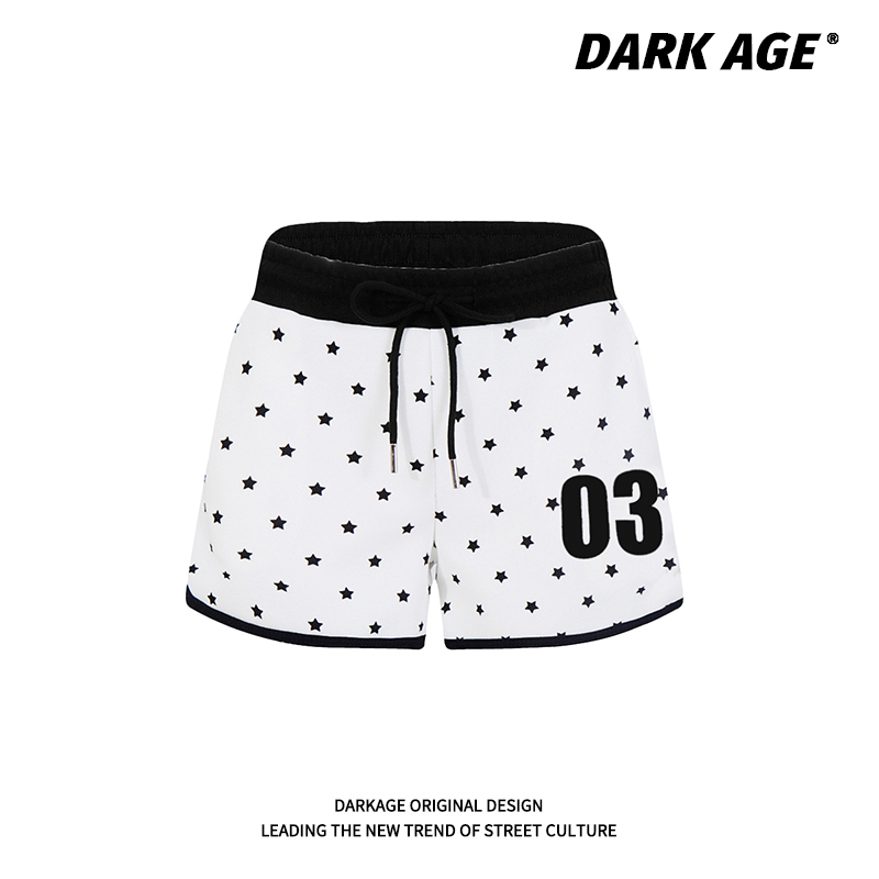 Darkage Original American Retro Star-Printed Sports Shorts for Women, Summer Versatile Slimming Hot Pants