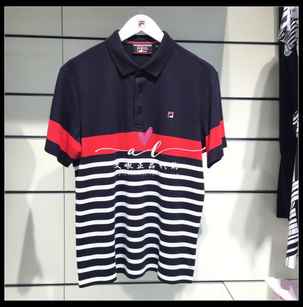 Bộ sưu tập Fila Fila mùa hè đích thực dành cho nam mới thường mặc áo polo ngắn tay đan F11M921118FNV - Áo polo thể thao ao polo