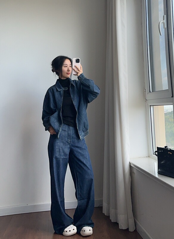 【Riding Family*Vintage】Classic Harrington Vintage Replica Fine-Sparkle Denim Cotton Zipper Jacket 【Riding Family*Vintage】Classic Harrington Vintage Replica Fine-Sparkle Denim Cotton Zipper Jacket