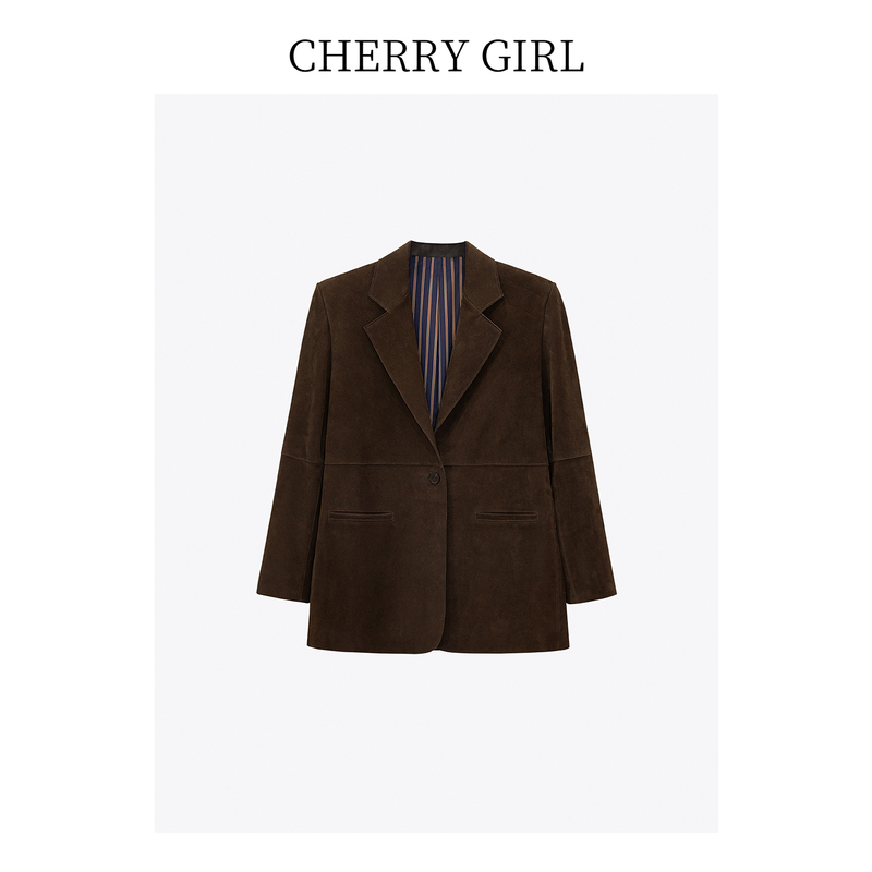 Goat Deer Velvet Leather Suit Jacket Classic Retro Lapel Leather Coat 26 Autumn New Women's Clothing Goat Deer Velvet Leather Suit Jacket Classic Retro Lapel Leather Coat 26 Autumn New Women's Clothing