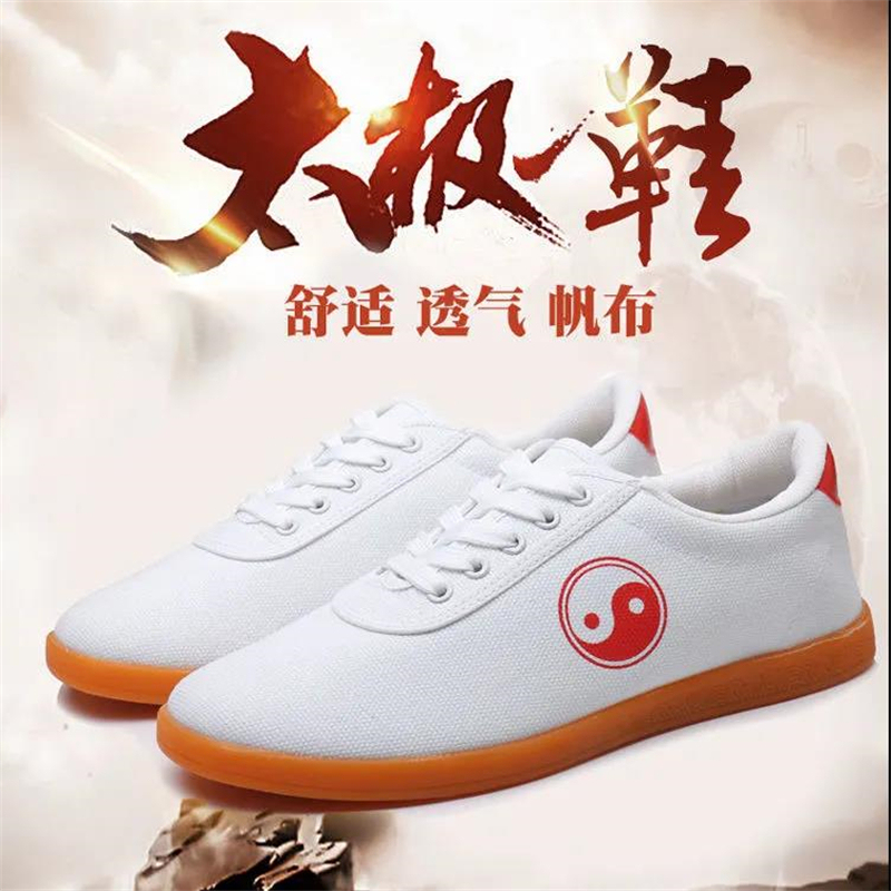 Tai Chi Shoes for Men, Canvas with Thickened Rubber Soles, Non-Slip and Wear-Resistant, Morning Exercise Shoes for Women, Lightweight, Breathable, Soft-Soled Martial Arts Practice Shoes