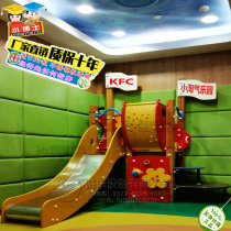 Childrens indoor plastic wooden KFC toys wooden combination restaurant baby hotel family stainless steel slide