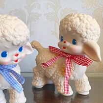 Cute Japanese vintage Showa lamb ornaments doll rubber vintage white girl shooting props send ribbon