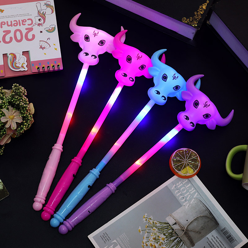 New Bull Head Sparkling Stick Led Seven Colorful 2021 Firefly Shining Fairy children Toys for a night market