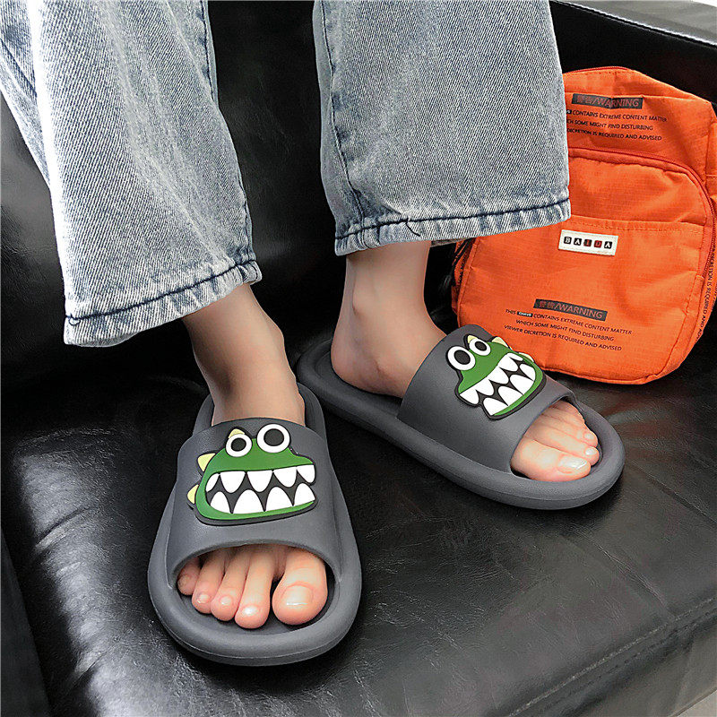 Summer slippers men's cute tide brand with non-slip outer wear one-word slippers ins couple sandals men's beach trend