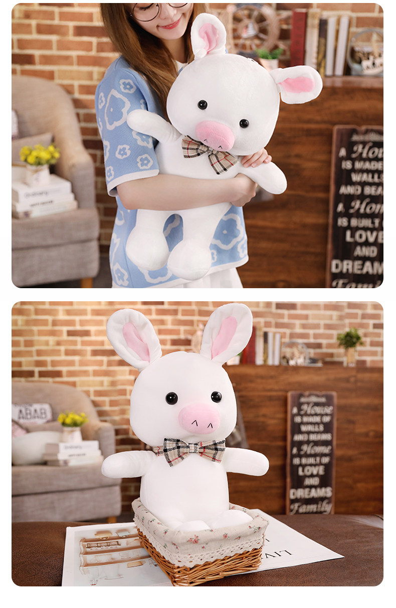 Pig Rabbit Piggy Bunny Bow Tie Plush Toy Stuffed Doll Cartoon