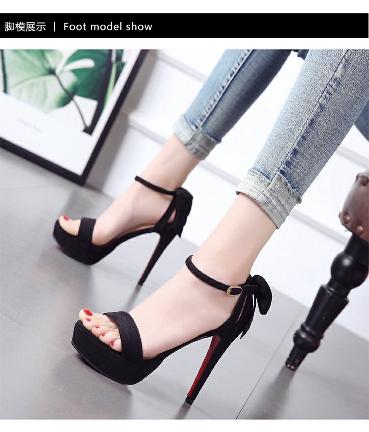 Mùa hè 2018 mới 12cm siêu cao gót đẹp với nền tảng chống thấm nước khóa từ gợi cảm nhỏ tươi mới hở ngón dép nữ giày dép
