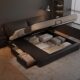 Baxter Elephant Ear Genuine Leather Bed Master Bedroom High-End Elegant Double Bed Italian Minimalist Light Luxury Bed with Storage