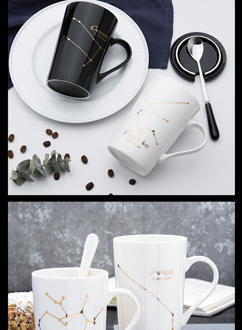 Ceramic keller creative trend ultimately responds cup gift with cover teaspoons of men 's and women' s household move coffee milk tea cups