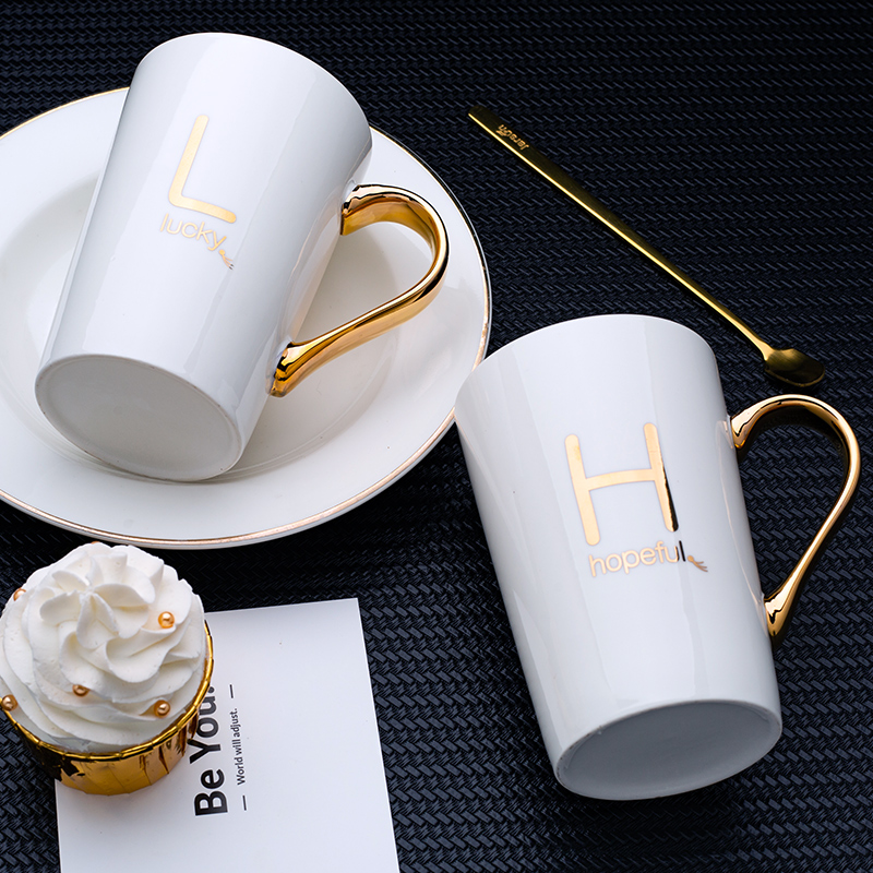 Creative surname ceramic water picking keller cup with cover coffee cup cup men 's and women' s household teaspoons of move trend