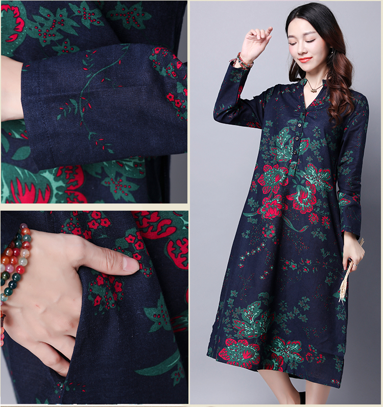 Robe femme LANG LANG VêTEMENTS en Coton et lin - Ref 3327931 Image 11