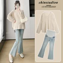 Maternity wear loose long-sleeved sweater spring and autumn sweater spring pregnancy bottoming shirt fashionable versatile top T-shirt for women