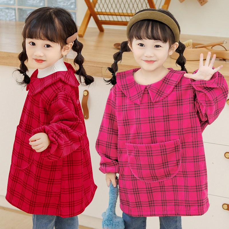 Light Core Suede Baby Hood Clothes Winter Children Plus Suede Waterproof Anti-Dirty Apron Male Girl Thickened Eat Counter Wearing Bib-Taobao