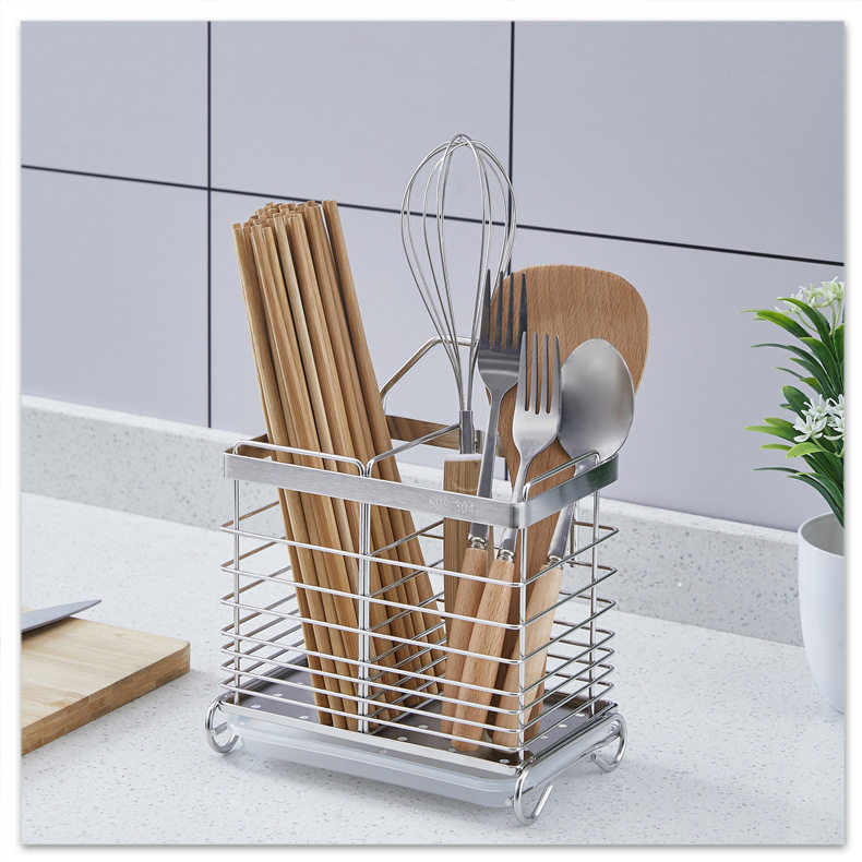 304 stainless steel chopstick cage drain household kitchen chopstick cage storage mildew-proof high-grade wall-mounted chopstick tube chopstick basket