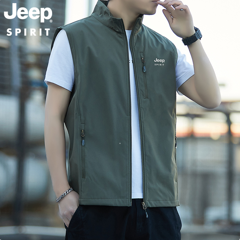 Autumn and Winter Quick-Dry Multi-Pocket Thin Softshell Waterproof Loose Casual Vest Men's Fleece-Lined Gilet