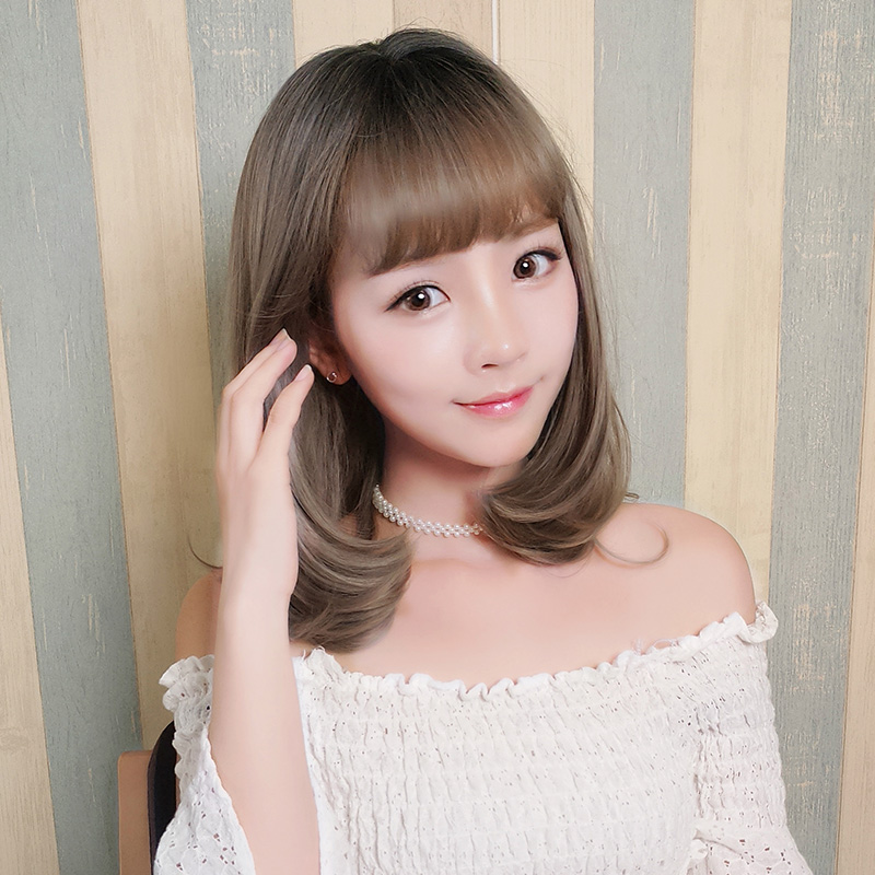 Female Short Hair Wig Korean Pear Head Bangs And Long Hair In The