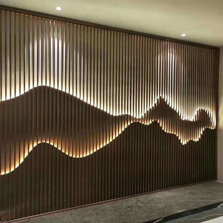 Stainless steel screen rockery background wall Rose gold hall landscape painting partition Entrance entrance entrance decorative partition wall