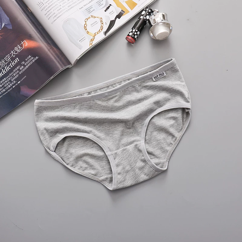 Underwear, cotton fresh trousers for students, mid rise, Korean style