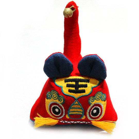 Qingyuji Original Handmade Little Tiger Doll Baby Full Moon DIY Red Fabric Traditional Tiger Mascot Doll