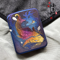 Fire waiting HUOHOU titanium alloy rich brocade carp TC4 kerosene armor lighter windproof retro mens gifts
