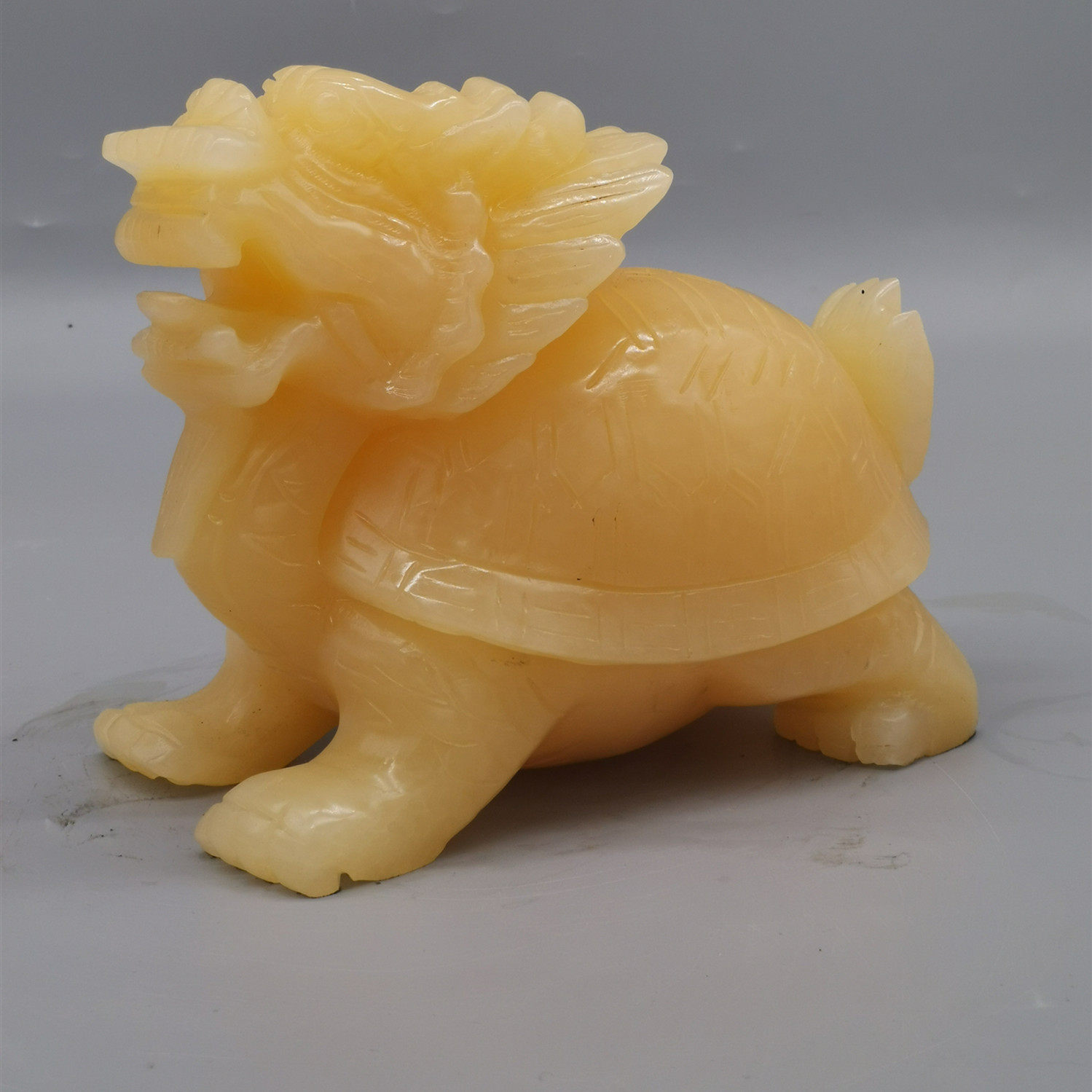 Natural rice yellow jade dragon turtle ornaments jade dragon turtle living room office feng shui home decor