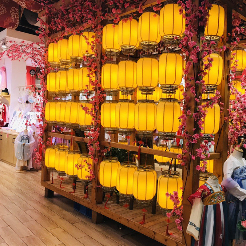 Antique sheep leather lantern outdoor Chinese chandelier light ancient style and clothing photography props lantern wall decoration