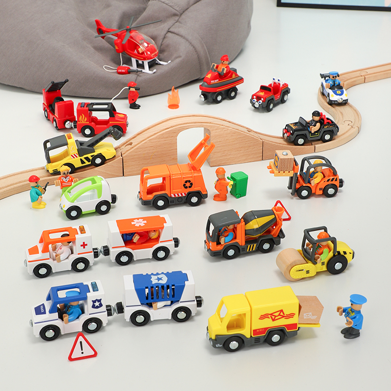 Buckle track sound and photomagnetic small train compatible rice rabbit millet railway car wooden fire racing rail toy