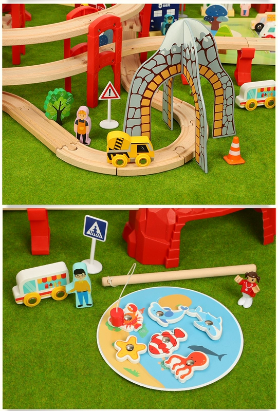 đồ chơi giáo dục bằng gỗ theo dõi tròn phù hợp với đồ chơi tàu điện khối xây dựng đường sắt xe đa dạng cho trẻ em 2-7 tuổi