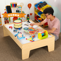 Childrens toy table large game table building block table sand table multi-function assembly compatible wooden track toys 2 years old