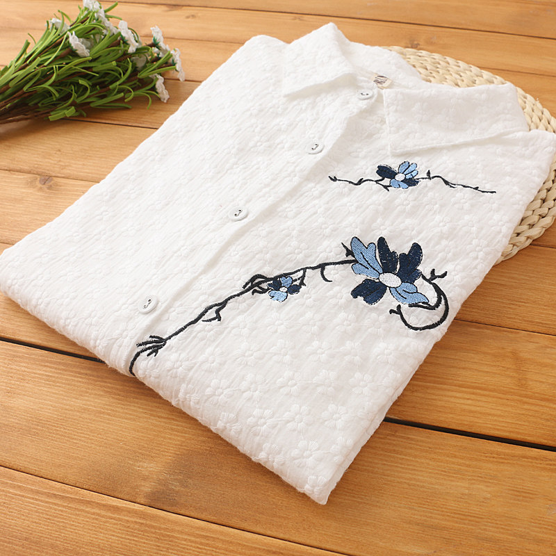 Pregnant Woman Shirt Comfort Healthy Pure Cotton Beating Bottom Pregnant Woman Shirt Pro-Skin Plum Embroidered Full Cotton Pregnant Woman Autumn Dress Long Sleeves