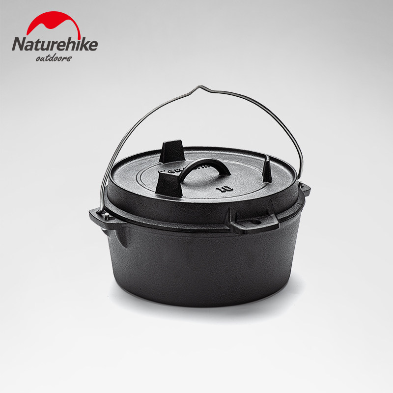 Naturehike Cast Iron Dutch Pot Outdoor Camping Pot Portable BBQ Hanging Pot Soup Pot Stew Pot Stew Pot