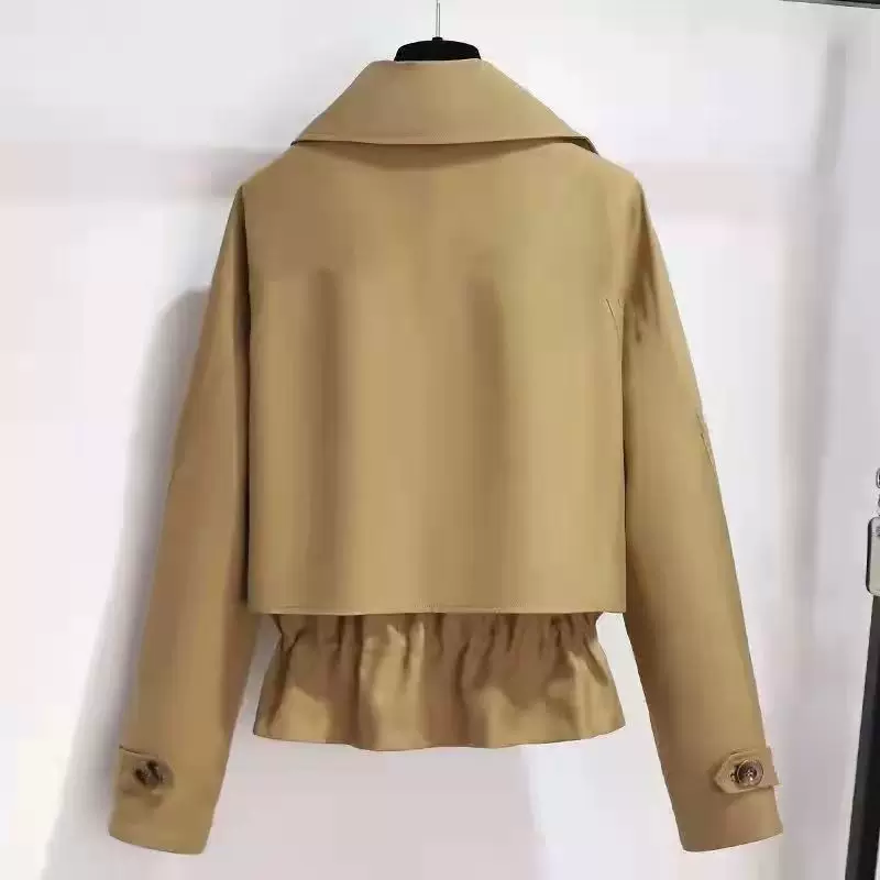 Осенний короткий жакет, trench coat, свободный крой, для подростков, корейский стиль