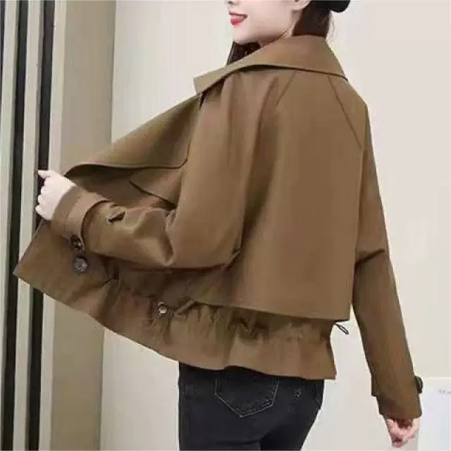 Осенний короткий жакет, trench coat, свободный крой, для подростков, корейский стиль