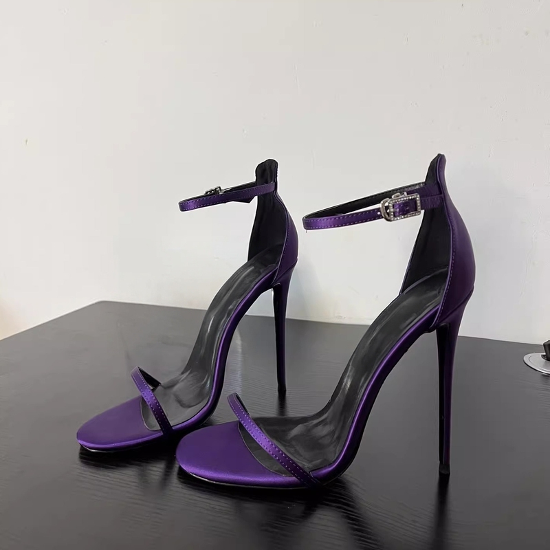 12cm Ankle-Strap Stiletto High-Heeled Sandals 2026 Summer New Rhinestone High-Heeled Deep Purple Satin High-Heeled Shoes for Women 12cm Ankle-Strap Stiletto High-Heeled Sandals 2026 Summer New Rhinestone High-Heeled Deep Purple Satin High-Heeled Shoes for Women