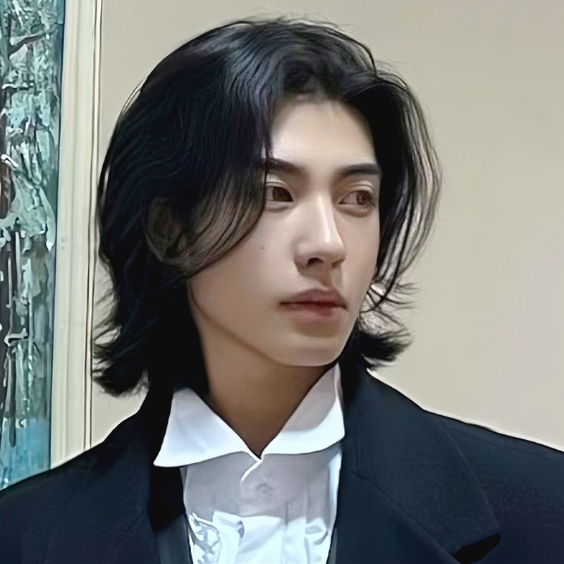 Wolf Tail Wig for Men, Short Hair, Stylish and Handsome, Mullet Style, Mature Male Look, Middle-Parted Bangs, Unique Photo Shoot Full Wig