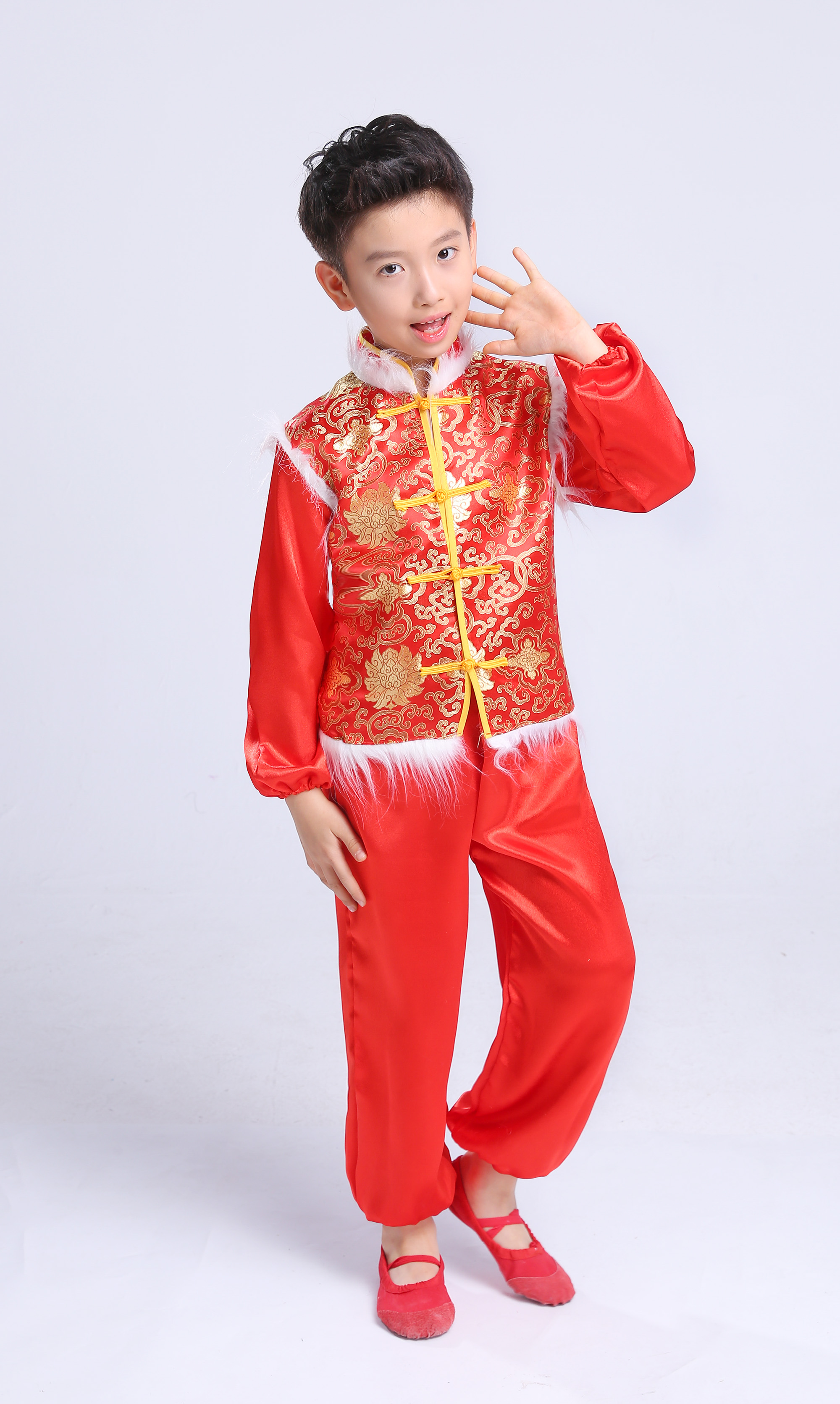 Ngày đầu năm mới Trẻ em Trình diễn hợp xướng Dịch vụ lễ hội Mở cửa màu đỏ Acura Trình diễn trang phục dài tay Trung Quốc Trang phục khiêu vũ mùa đông đồ cho bé gái