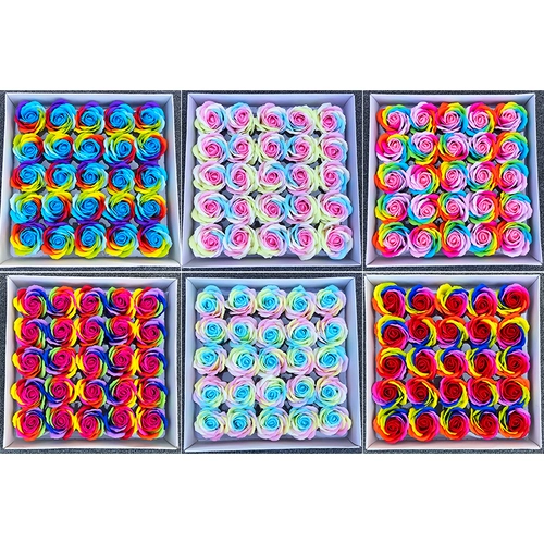 Радужное мыло на день Святого Валентина с розой в составе, подарочная коробка, подарок на день рождения