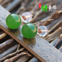 Natural Hetian Jade jasper beads earrings 18K gold inlaid Jasper ball earrings women earrings earrings