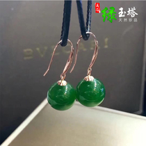 Natural Hetian Jasper earrings 18K gold inlaid Jasper ball earrings earrings female earrings