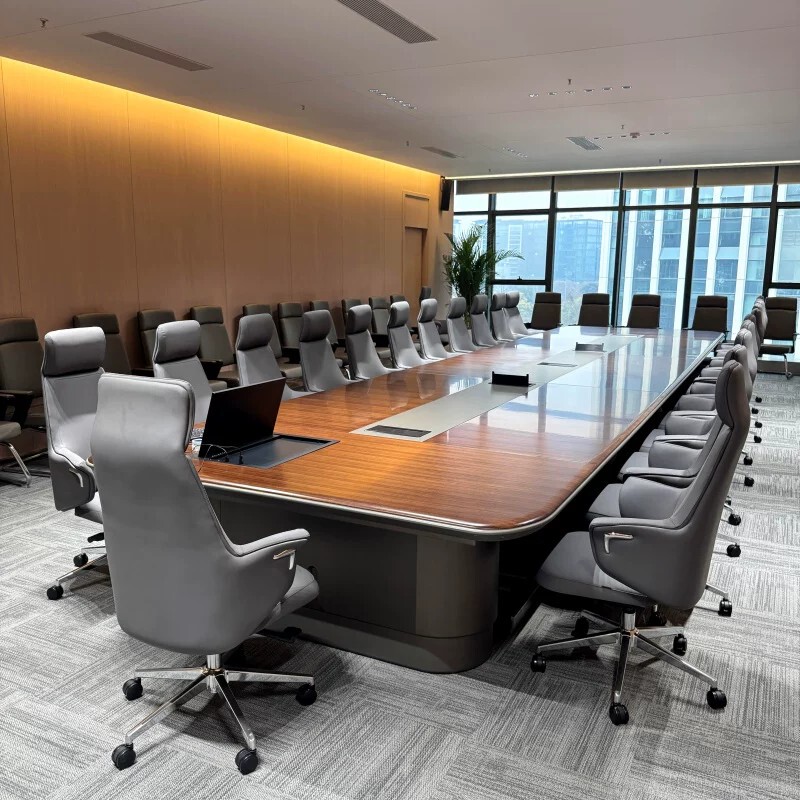 North American Black Walnut Conference Long Table, Simple and Modern, High-End, Light Luxury, Large, Multifunctional, for Meetings and Negotiations in Conference Rooms