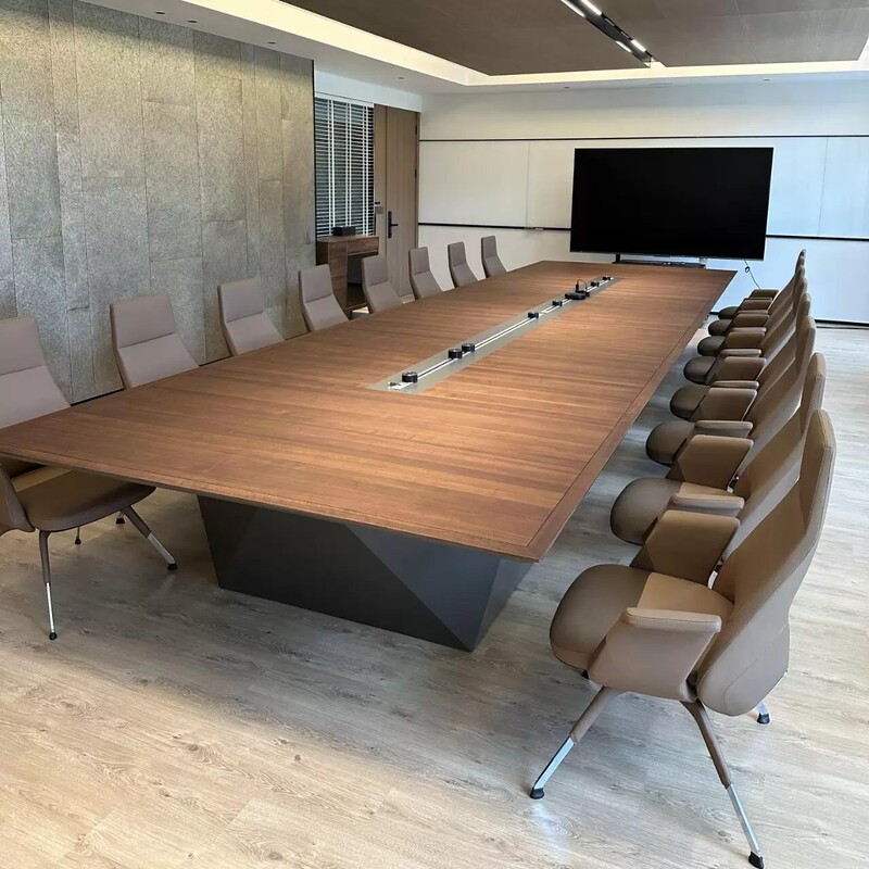 North American Black Walnut Conference Long Table, Simple and Modern, High-End, Light Luxury, Large, Multifunctional, for Meetings and Negotiations in Conference Rooms North American Black Walnut Conference Long Table, Simple and Modern, High-End, Light Luxury, Large, Multifunctional, for Meetings and Negotiations in Conference Rooms