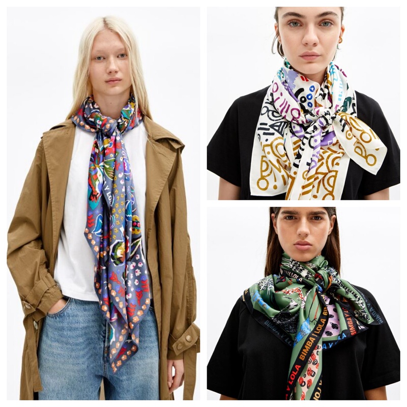 Spanish Single-Brand Trendy Women's Printed Faux Silk Square Scarf, Shawl, Beach Towel, Multiple Styles on Clearance