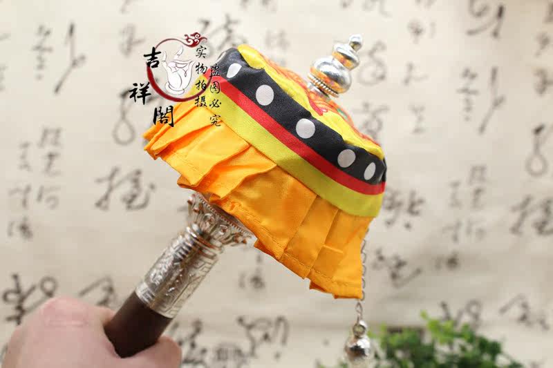 Молитвенный барабан 5件包邮佛教用品亚青手摇转经轮伞盖防尘罩 迷你裙边宝伞宝幢