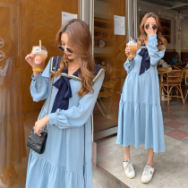 Spring dress for pregnant women spring dress 2021 New Korean version of breastfeeding dress college style long loose size Cape big swing skirt